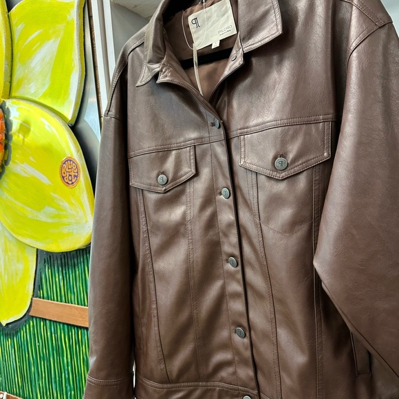 Pilcro Faux Leather Boyfriend Jacket – Brown – Size Small - Picture 8 of 8